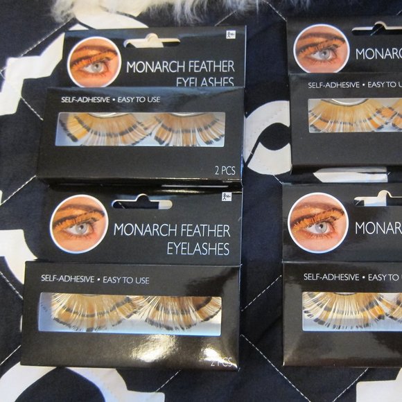 Set of 8 Pair of Monarch Feather Eyelashes Costume or Cosplay - Picture 1 of 2
